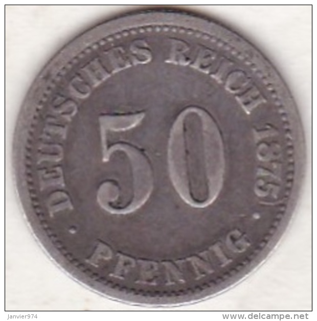 ALLEMAGNE . 50 PFENNIG 1875 G (KARLSRUHE)  . ARGENT - 50 Pfennig