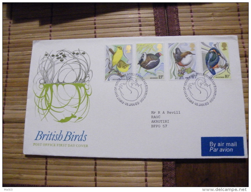 A406.FDC.  Premier Jour.Royaume-Uni. BRITISH BURD... BUREAU EDINBURGH 1980 - Non Classés