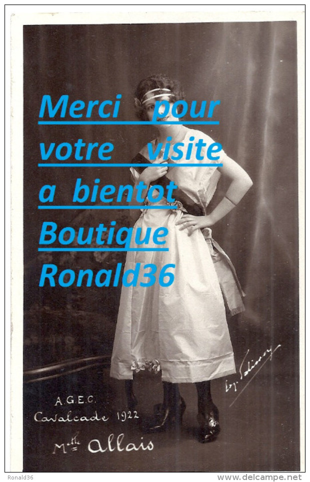 Cpp Portrait De Femme AGEC A G E C Cavalcade 1922 Melle ALLAIS (  Robe Ruban  ) REINE ? - Genealogía