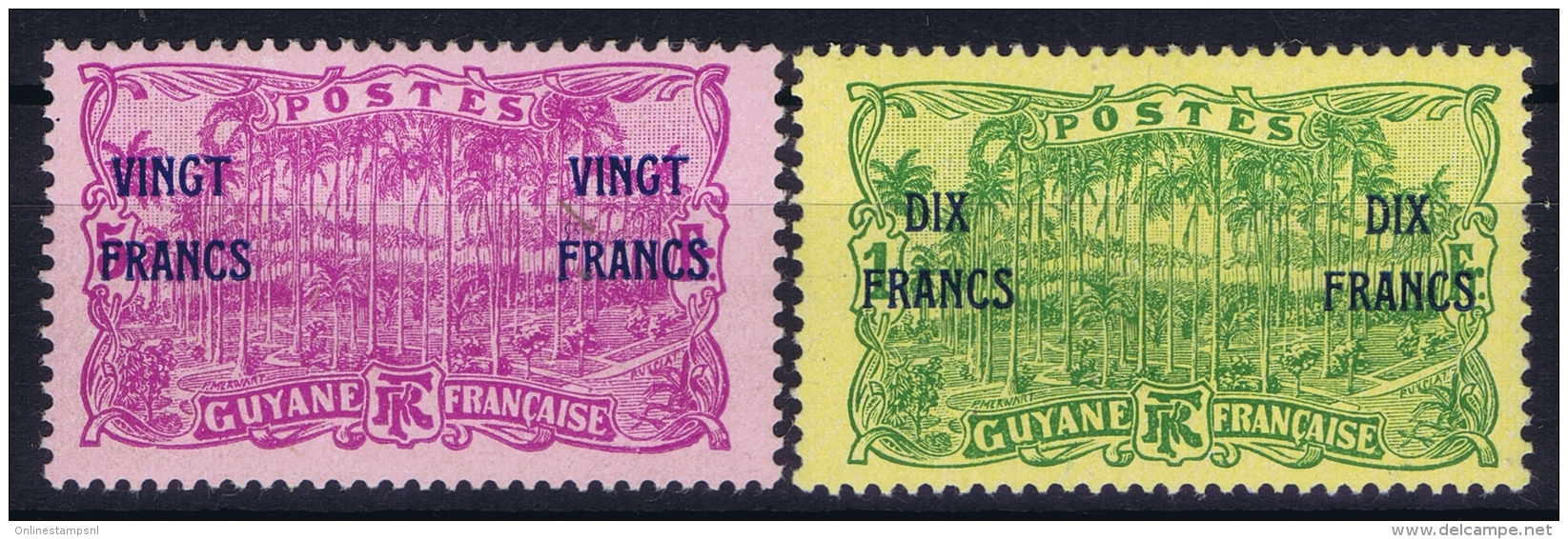 Guyane  Yv Nr 95 + 96  MH/* Falz/ Charniere 1923  Signed/ Signé/signiert - Neufs