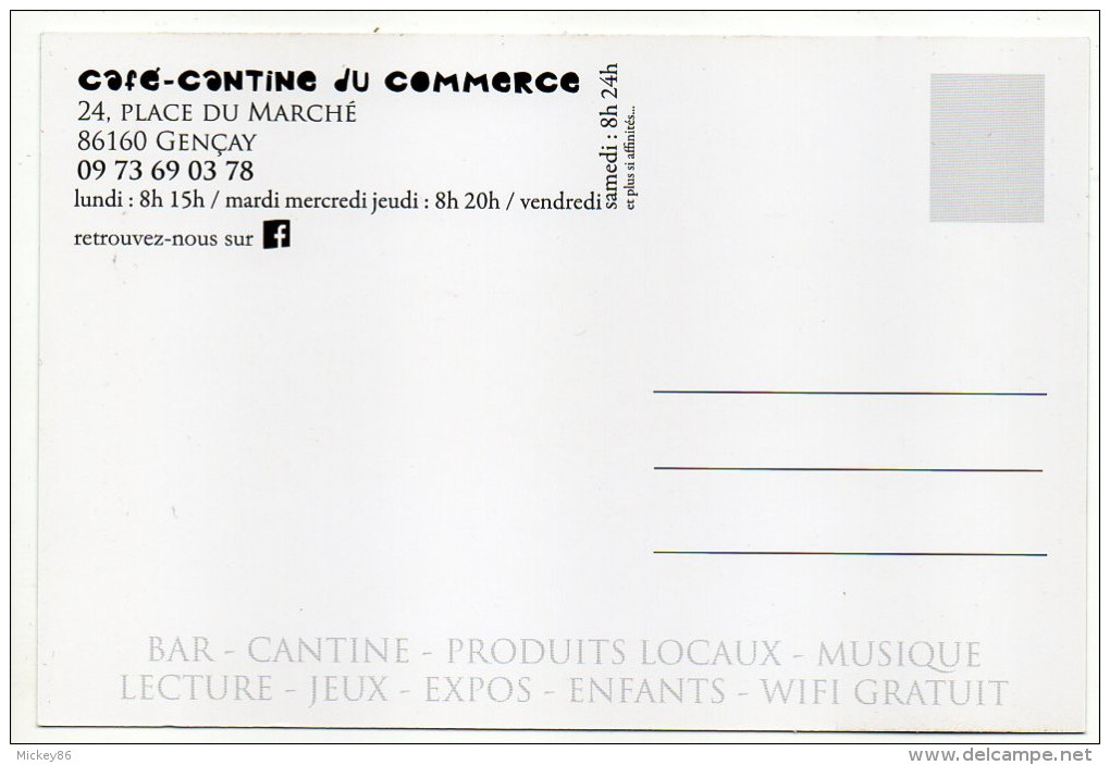 GENCAY--Carte Publicitaire "Café-Cantine Du Commerce "....cpm - Gencay