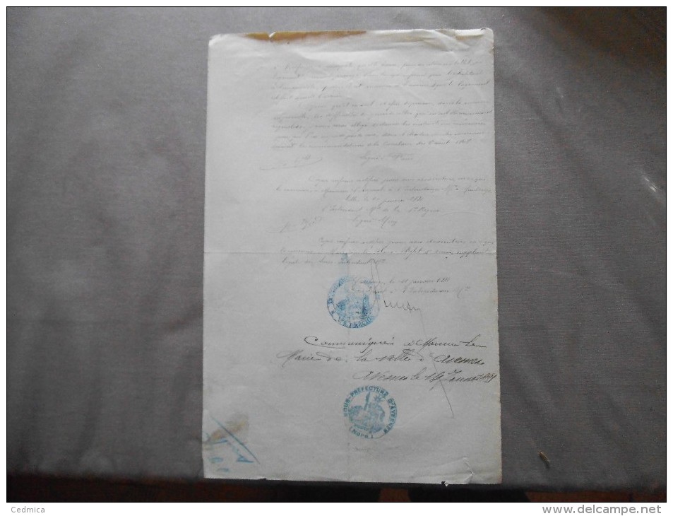 MINISTERE DE LA GUERRE ETAT MAJOR GENERAL DE PARIS ET DE LYON 4e BUREAU COURRIER PARIS LE 4 JANVIER 1881 - Documents