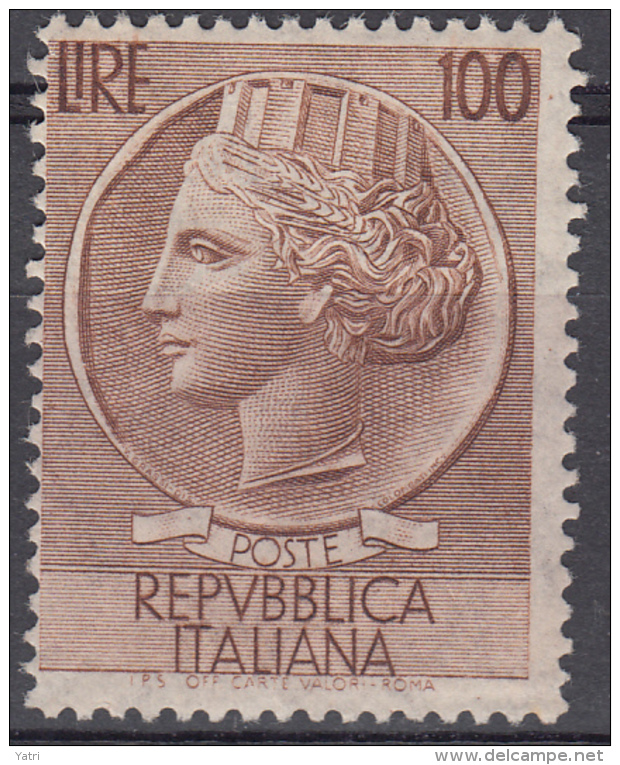 Italia - 1955 - Italia Turrita 100 Lire ** Fil. Stelle - 1946-60: Nuovi