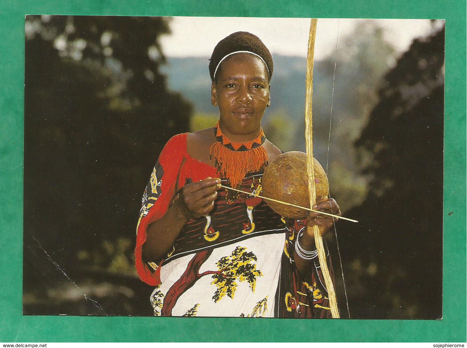 Swaziland Swazi Musician "gorah" Wearing Traditional Dress 2 Scans - Swaziland