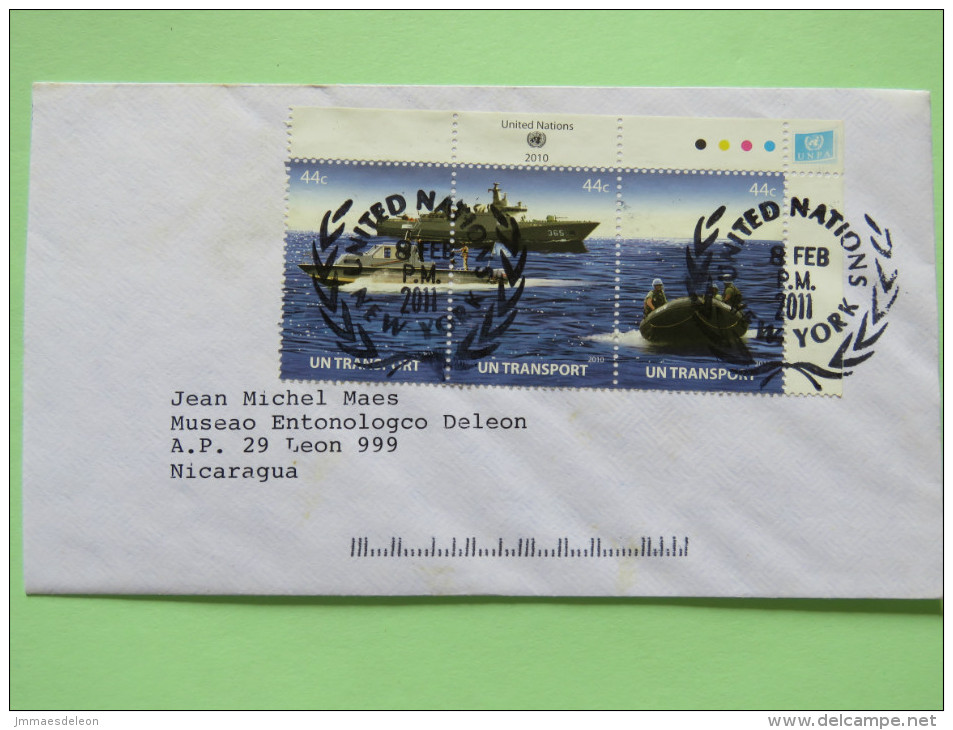 United Nations (New York) 2011 Cover To Nicaragua - Transport - Ships - Briefe U. Dokumente