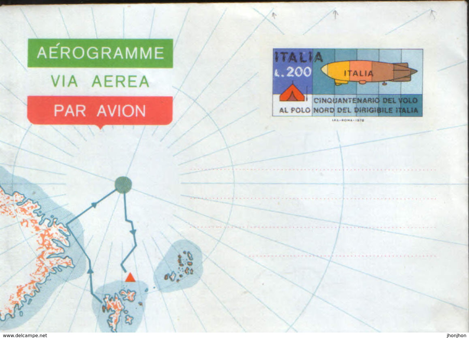 Italia - Aerogramme Via Aera 1978(error) - Fiftieth Anniversary Of The Flight To The North Pole Airship "Italy" - Varietà E Curiosità