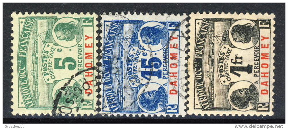 Dahomey Timbre Taxe 1906 Lotto Di 3 Bolli N. 1, 3, 8 USATI Catalogo € 62,75 - Sonstige & Ohne Zuordnung