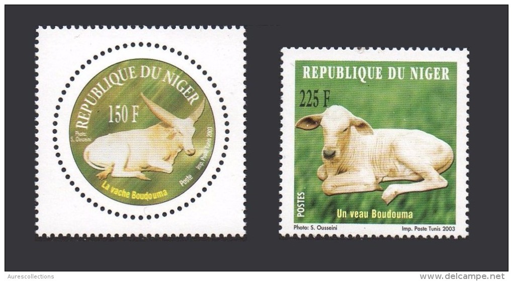 NIGER YT 1656/7 1656 1657 Vache Et Veau Boudouma  FAUNA ANIMALS ANIMAUX 2003 MNH ** RARE - Niger (1960-...)