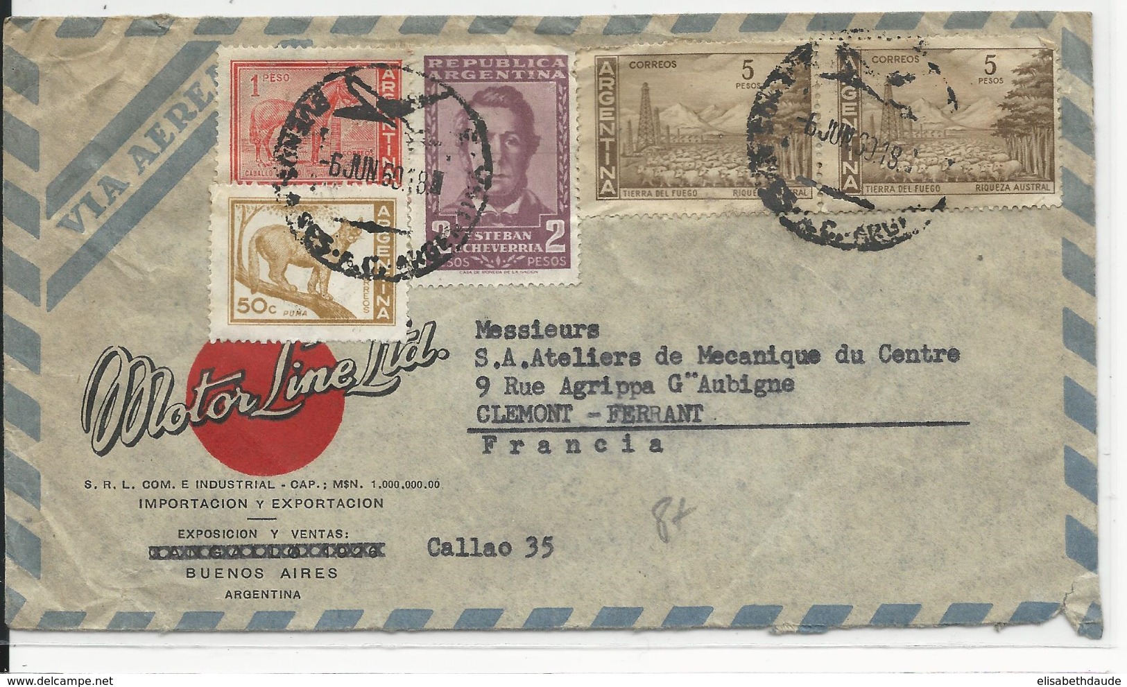 1969 - ARGENTINA - ENVELOPPE PUB ILLUSTREE Par AVION De BUENOS AIRES Pour CLERMONT-FERRAND - Covers & Documents