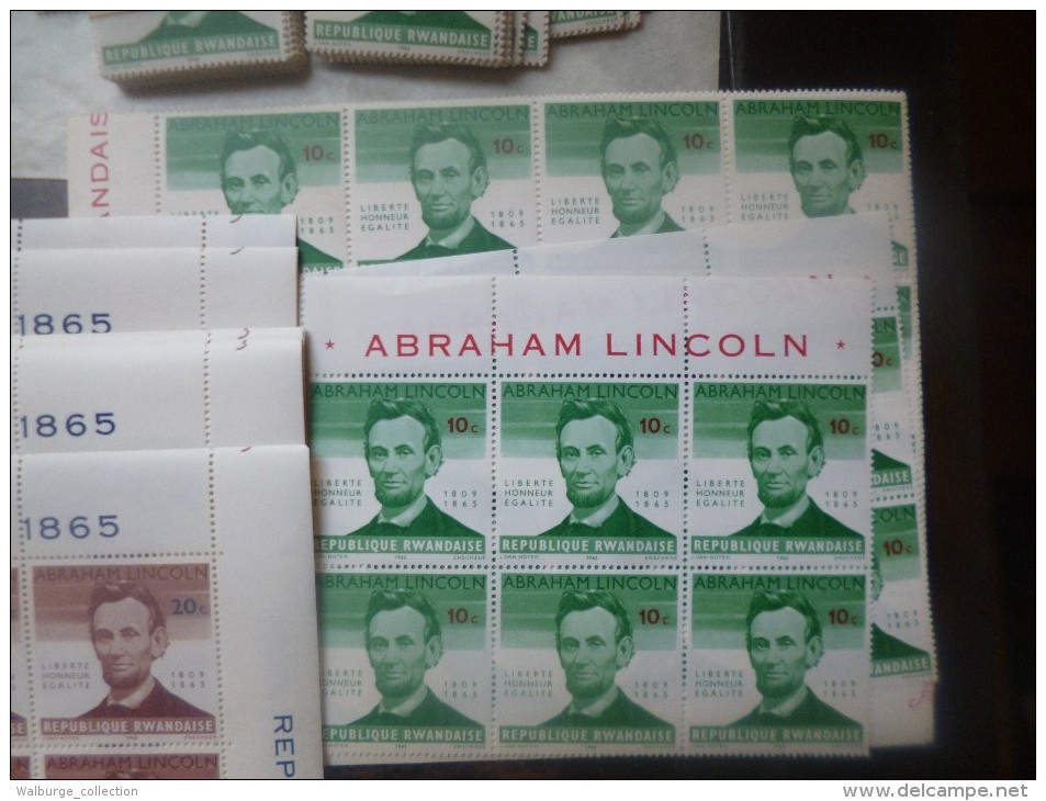 RWANDA 1965 "ABRAHAM LINCOLN"  1700 VALEURS NEUVE XX MAJORITE EN FEUILLES COMPLETES !!! A SAISIR ! - Neufs