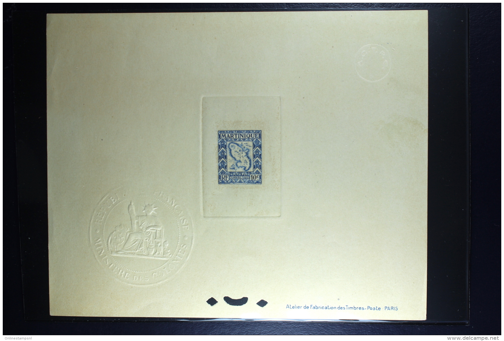 Martinique:  Taxe 1947 complete set imperforated embossed proofs Yv 27-36  SG D251-260 fine condition