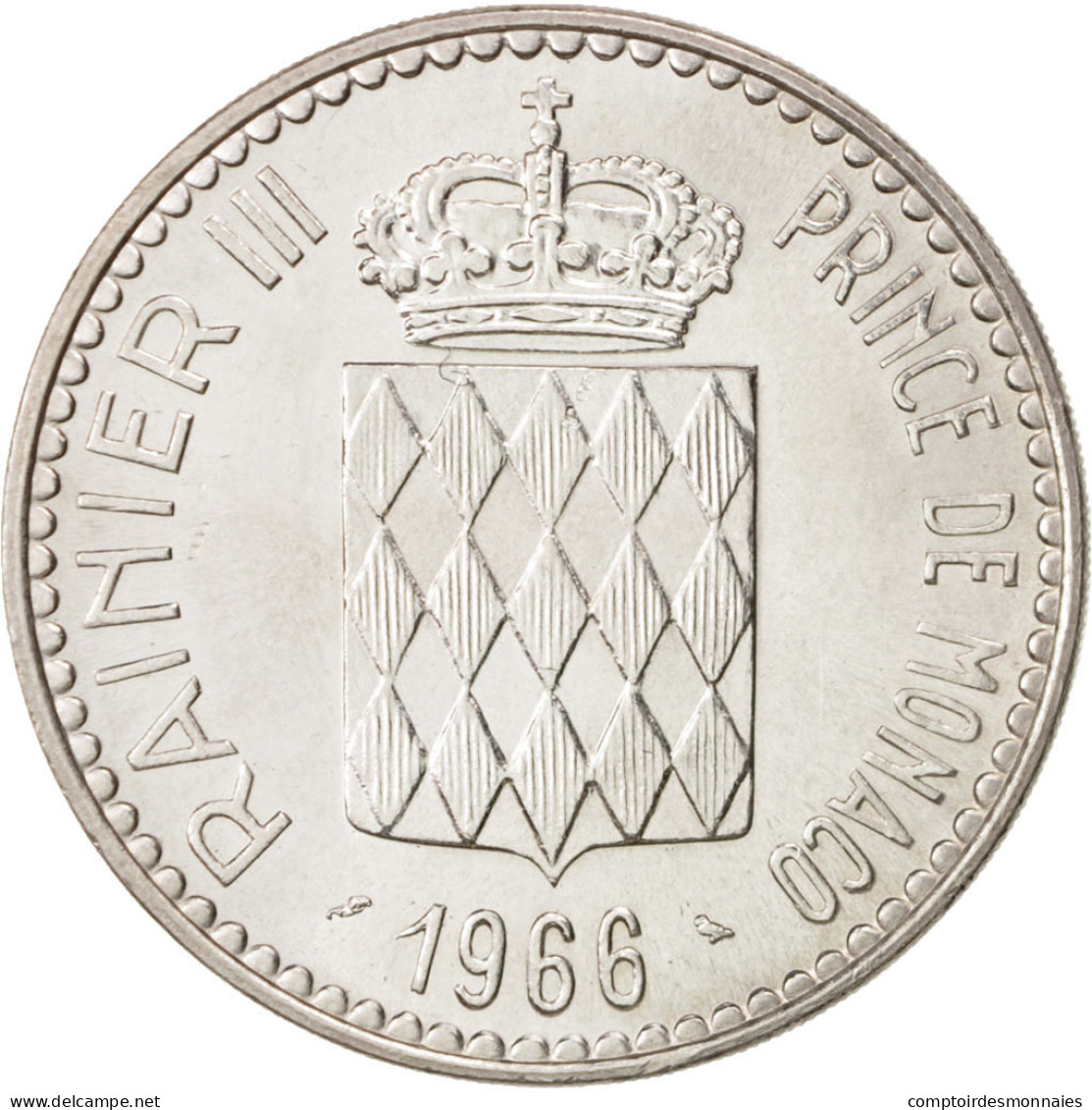 Monnaie, Monaco, Rainier III, 10 Francs, 1966, SPL+, Argent, KM:146 - 1960-2001 New Francs