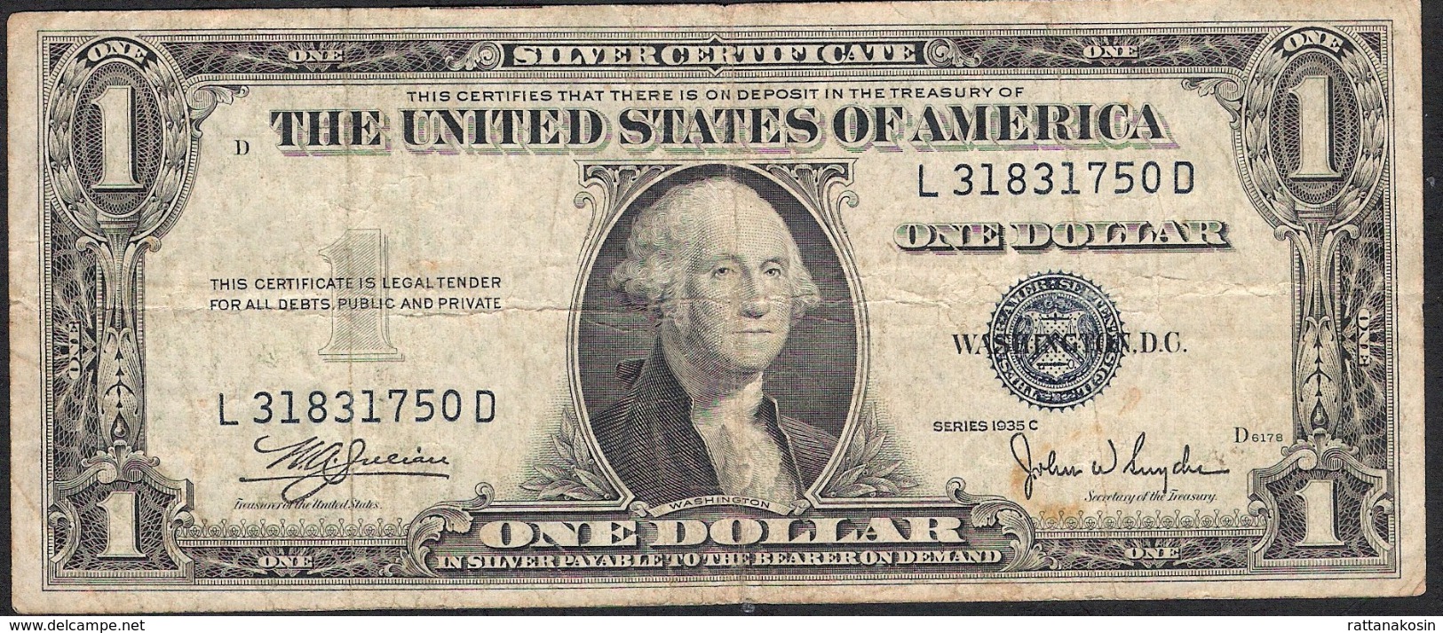 U.S.A.    1 DOLLAR  1935C FINE NO P.h. ! - Certificaten Van Zilver (1928-1957)