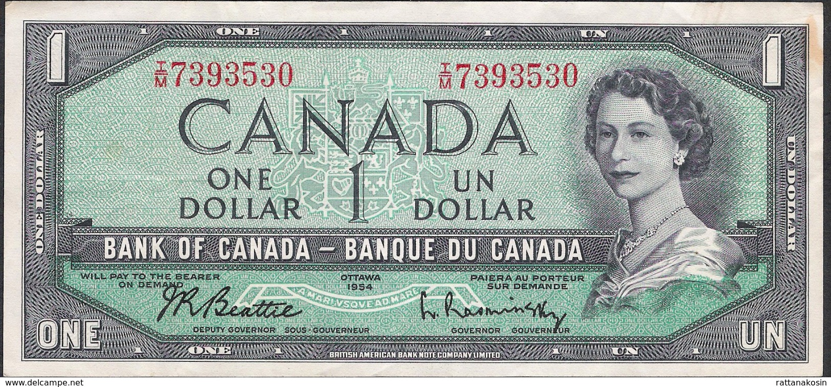 CANADA  P75  1  DOLLAR   1954   VF NO P.h. ! - Canada