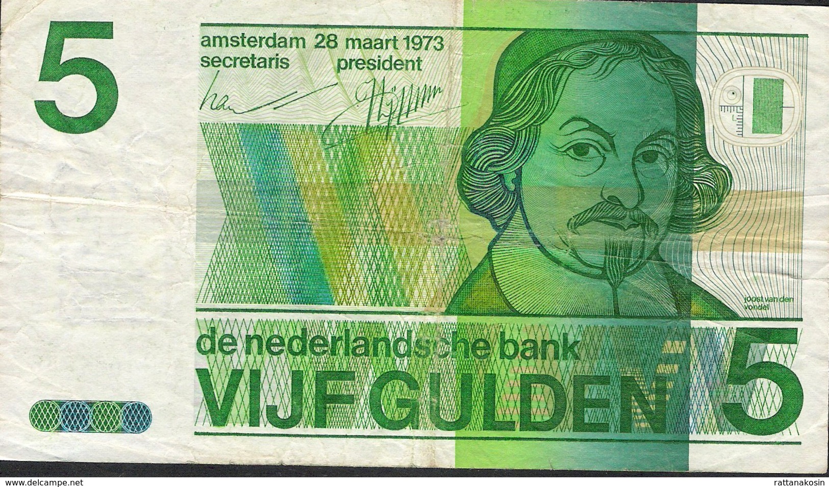 PAYS-BAS  P95  5  GULDEN   1973   AVF, Central P. H. ! - 5 Florín Holandés (gulden)