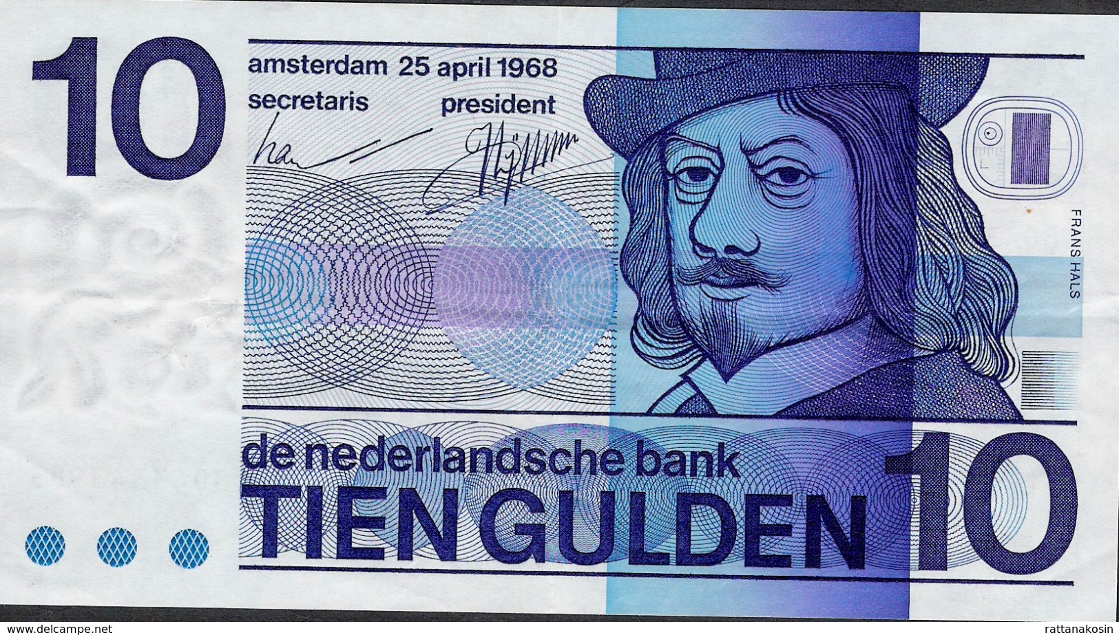 PAYS-BAS  P91b  10  GULDEN   1968   VF NO P.h. ! - 10 Gulden