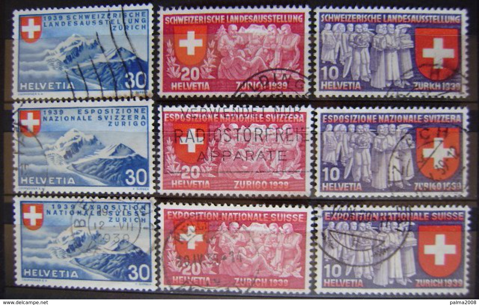 SUIZA - IVERT Nº 320/28- SERIE SELLOS USADOS - EXP. NACIONAL EN ZURICH - - ( M 039 ) - Used Stamps