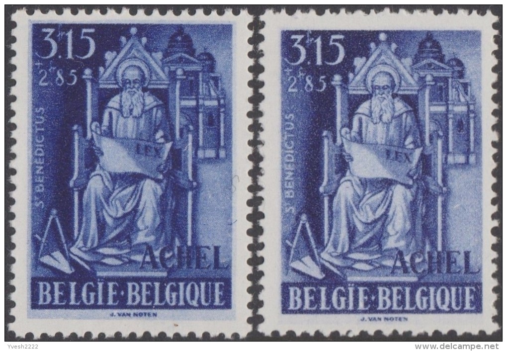 Belgique 1948 COB 775. Achel 3.15 F, Avec Et Sans Aplat De Couleur. Non Catalogué. Saint Benoît. Neufs Sans Charnières - Neufs