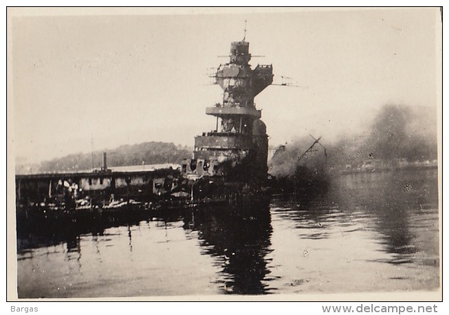 Photo Guerre WWII Bateau à Toulon Petit Rang Croiseur Algérie - Guerre, Militaire