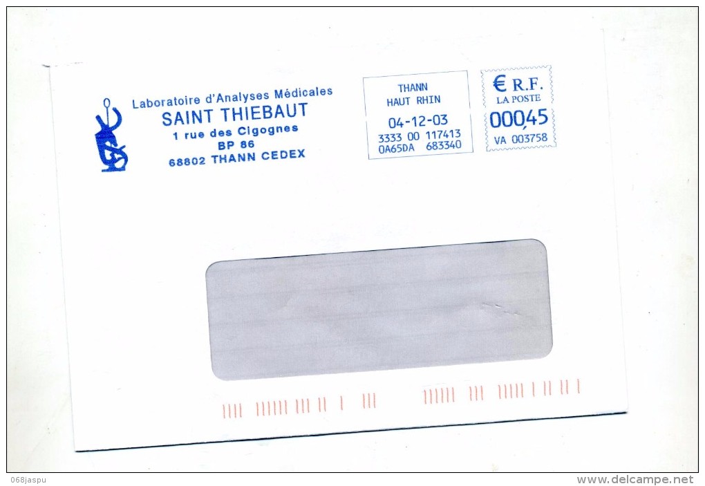 Lettre Flamme Ema Thann Laboratoire Saint Thiebaut - EMA (Empreintes Machines à Affranchir)