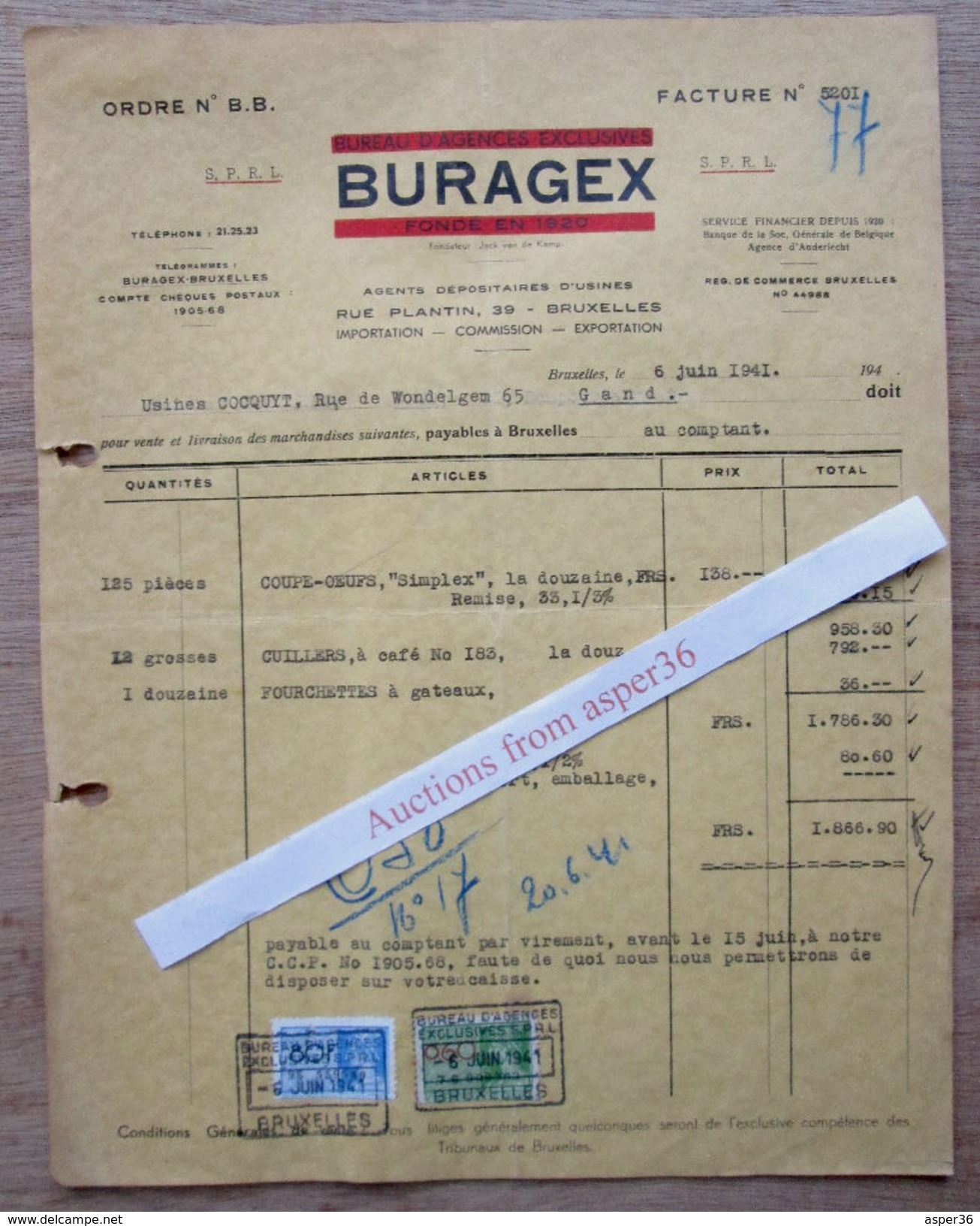 Buragex, Rue Plantin, Bruxelles 1941 - 1900 – 1949