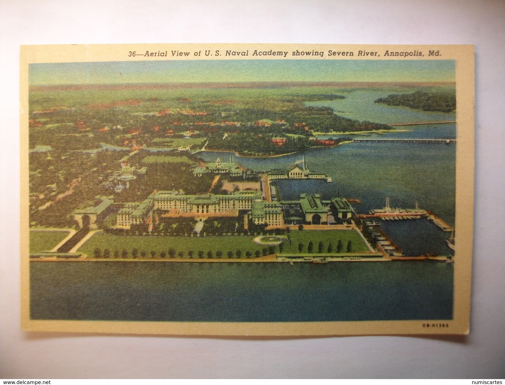 Carte Postale Etats-Unis Aerial View Of U.S. Naval Academy At Annapolis (Petit Format Non Circulée ) - Annapolis – Naval Academy