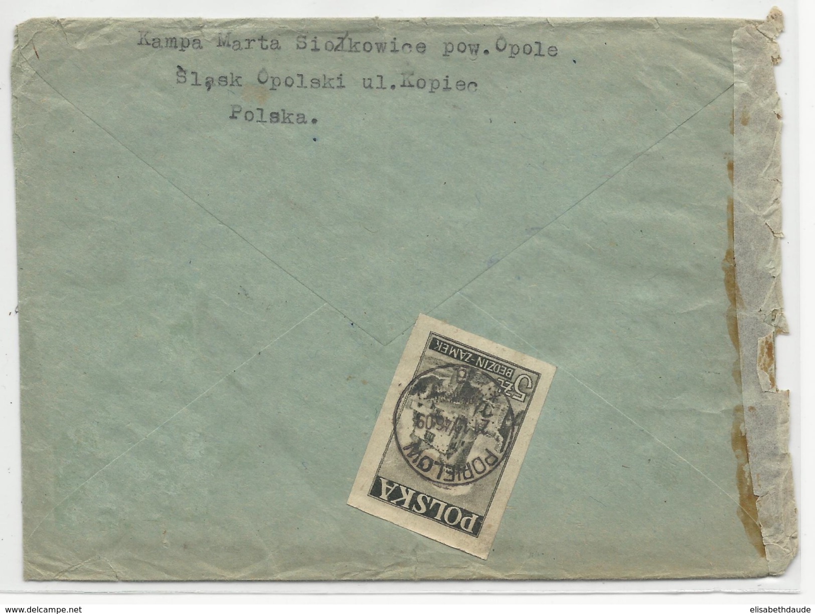 POLOGNE - 1946 - ENVELOPPE Par AVION Avec CENSURE De POPIELOW Pour GENEVE (PRISONNIERS DE GUERRE - CROIX ROUGE) - Briefe U. Dokumente