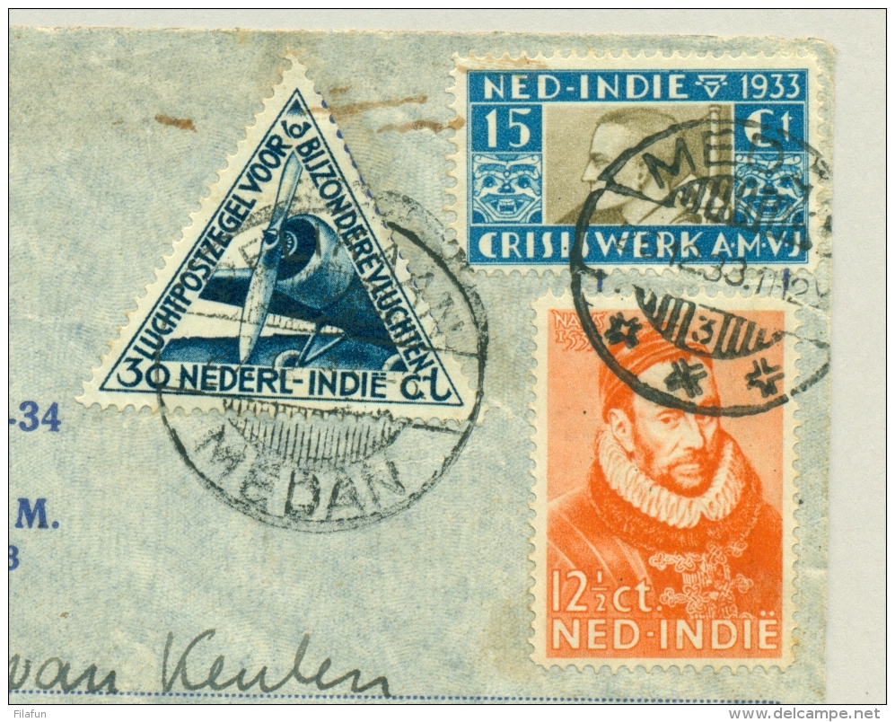 Nederlands Indië - 1933 - Pelikaan Medan Op Nieuwjaarsvlucht Naar IJmuiden - Nederlands-Indië