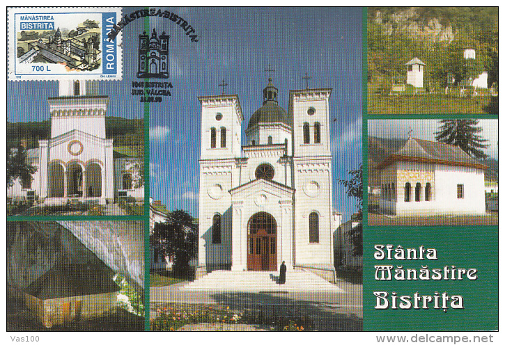 ARCHITECTURE, BISTRITA MONASTERY, CM, MAXICARD, CARTES MAXIMUM, 1999, ROMANIA - Abadías Y Monasterios