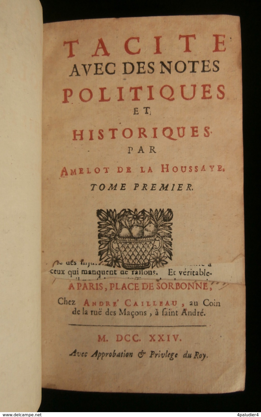 TACITE AVEC DES NOTES POLITIQUES ET HISTORIQUES AMELOT DE LA HOUSSAYE 1724/1731 6 Tomes - 1701-1800