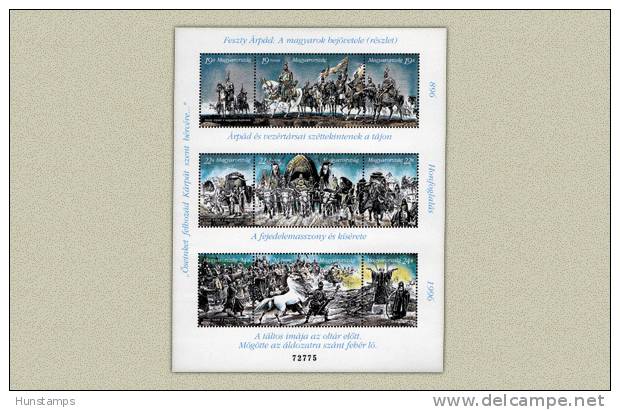 Hungary 1996. Animals / Horses / Feszty Panorama IV. Complete Sheet (I+II+III Half In One Sheet) MNH (**) - Nuovi