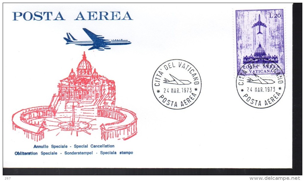 VATICAN   FDC   1973 Avions - Airplanes