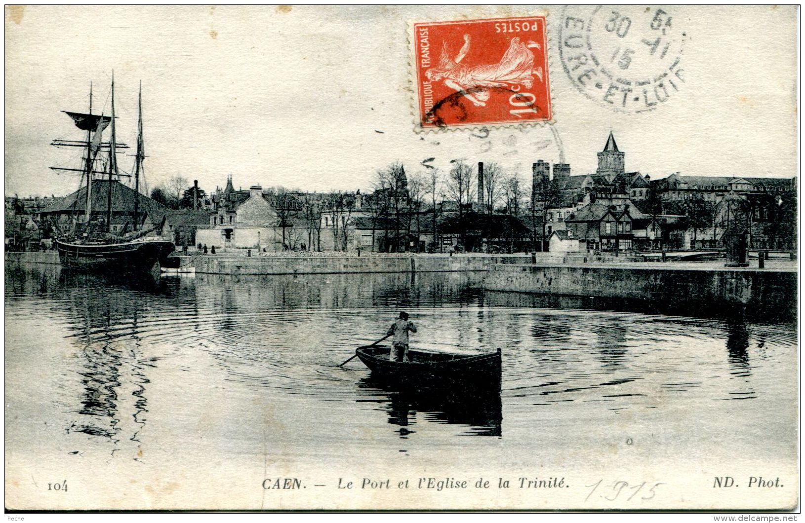 N°161 L -cpa Caen -le Port Et L'église- - Caen