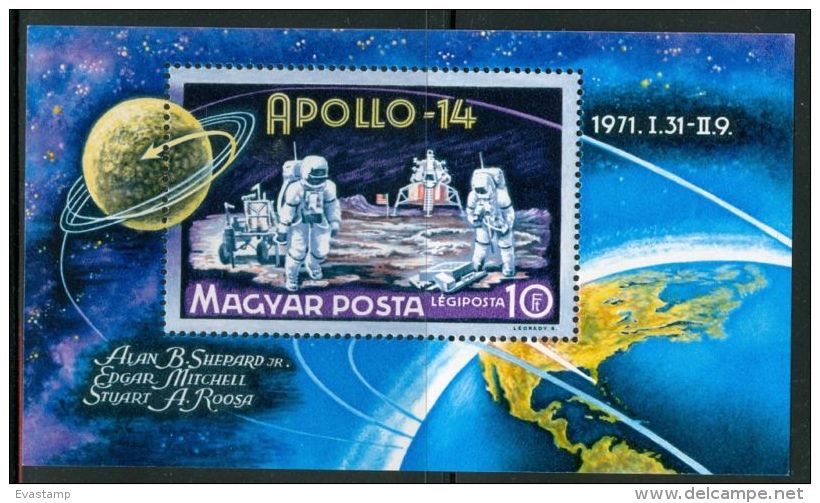 HUNGARY-1971.Souv.Sheet - Apollo 14 / Space / Moon Landing  MNH! Mi Bl.80. - Nuovi