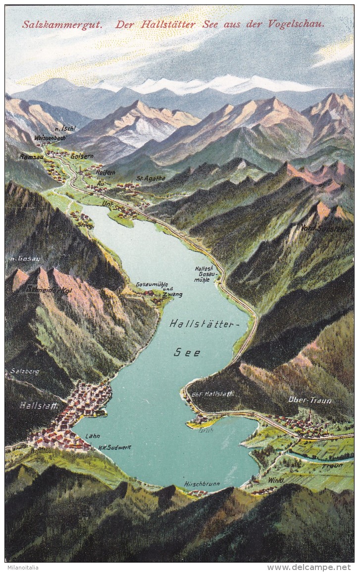 Salzkammergut - Der Hallstätter See Aus Der Vogelschau (1298) * 1923 - Hallstatt