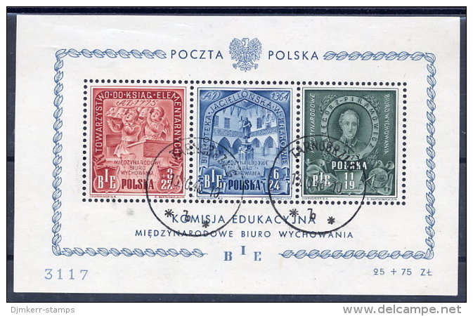 POLAND 1946 Education Commission  Block, Used.  Michel Block 9 - Oblitérés