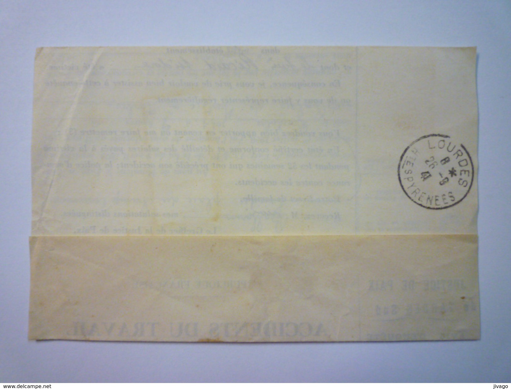 ENVELOPPE  REC Au Départ De TARBES  à Destination De  LOURDES  1941  - 1938-42 Mercure