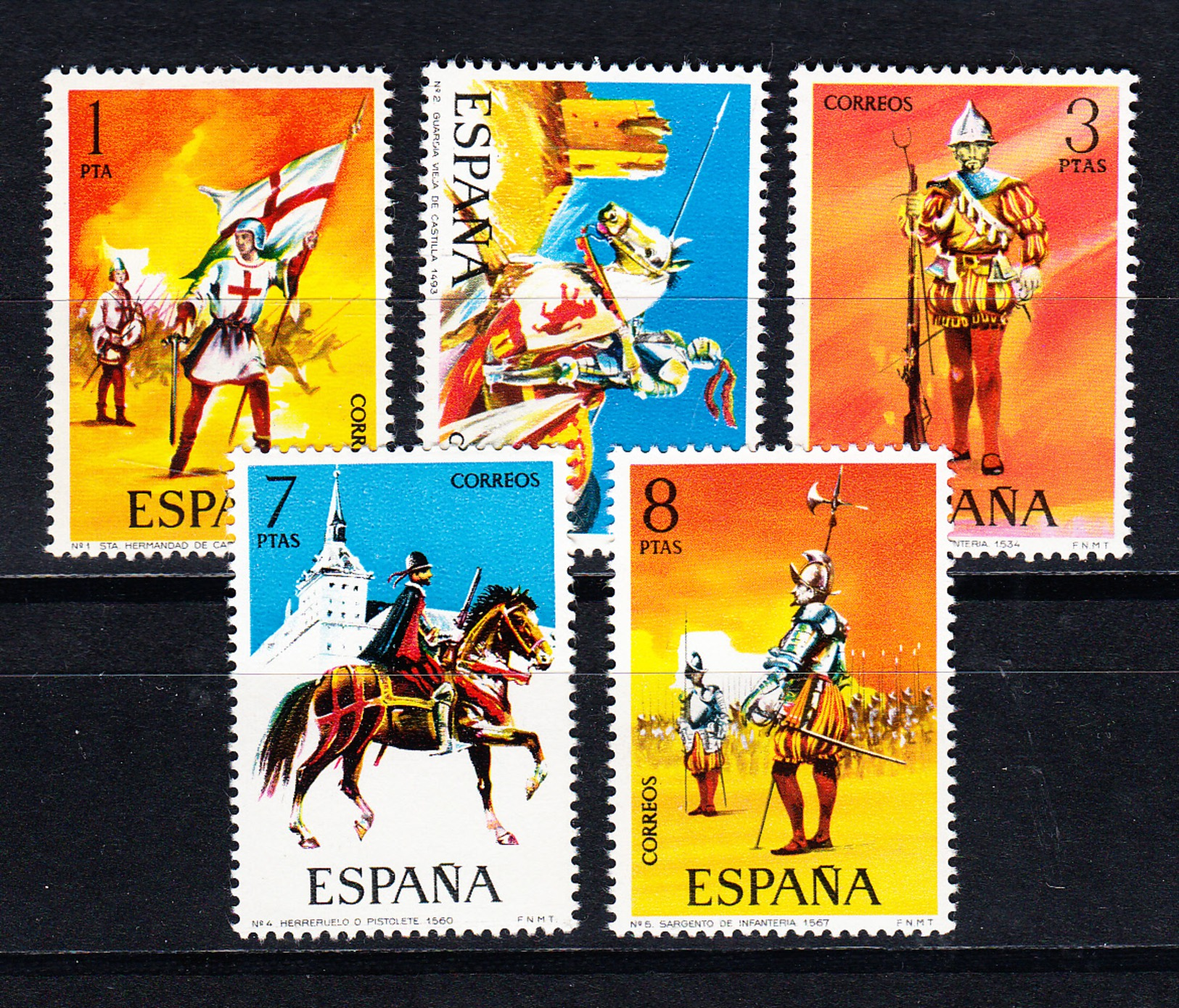 ESPAÑA 1973.UNIFORMES MILITARES .EDIFIL Nº2139/2143 NUEVOS SIN CHARNELA  .SES401GRANDE - Nuevos