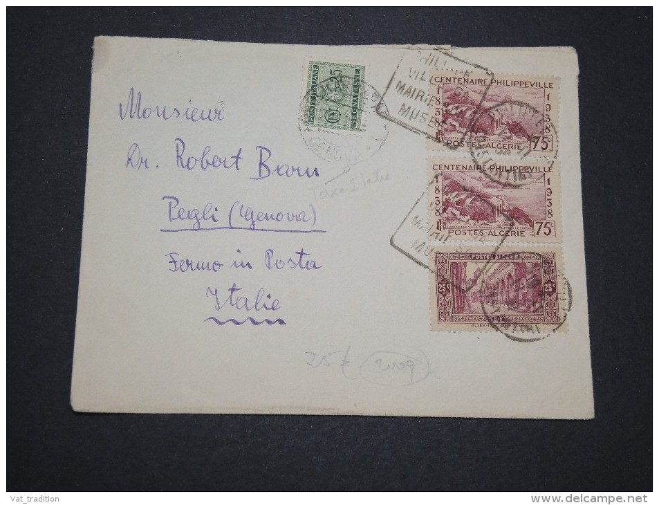 ITALIE / ALGÉRIE - Taxe Sur Enveloppe D 'Algérie En 1938 - A Voir - L 5540 - Segnatasse