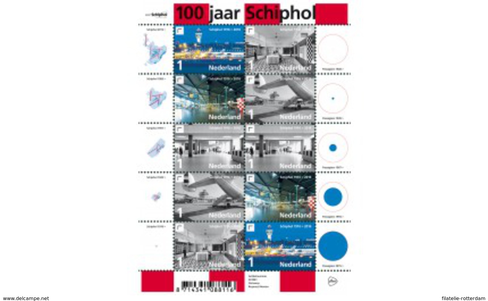 Nederland / The Netherlands - Postfris / MNH - Sheet 100 Jaar Schiphol 2016 - Neufs