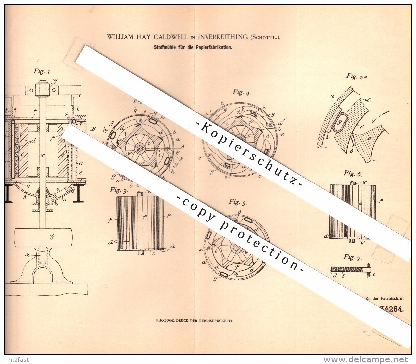 Original Patent - William Hay Caldwell In Inverkeithing , 1901 , Scotland Mill For Paper Factory !!! - Fife