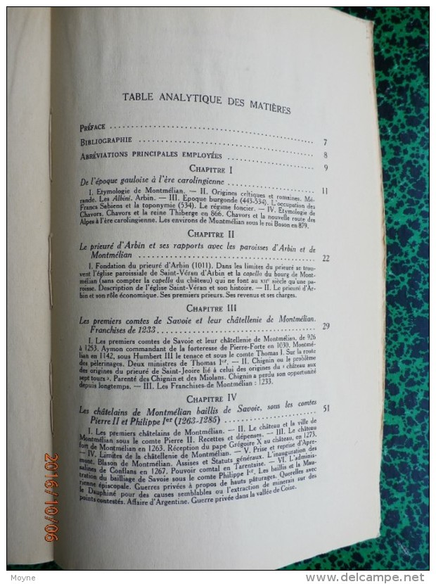 Savoie - HISTOIRE DE MONTMELIAN - Par Abbé Félix BERNARD -  édition Originale De 1956 - T.B. ETAT - Rhône-Alpes