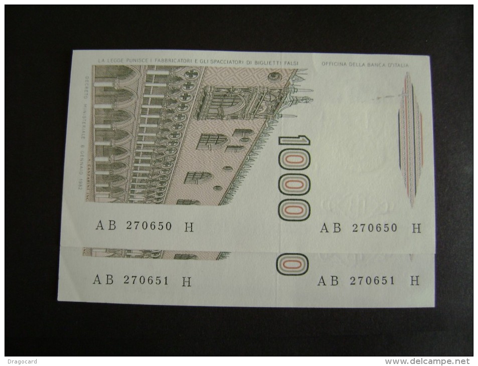 1982 REPUBBLICA BANCONOTE DA 1000 LIRE MARCO POLO CONSECUTIVE Fds - 1000 Lire