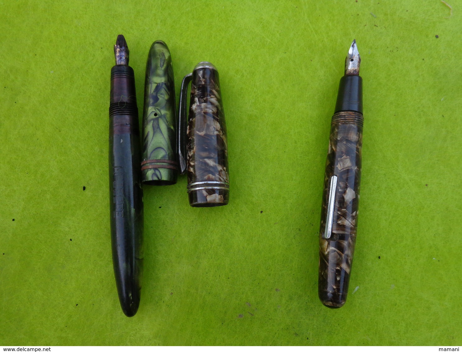 lot de 4 stylo avec plume watermann 18 cts 2 france ..-rollets-meteore 535 ?? a pompe..