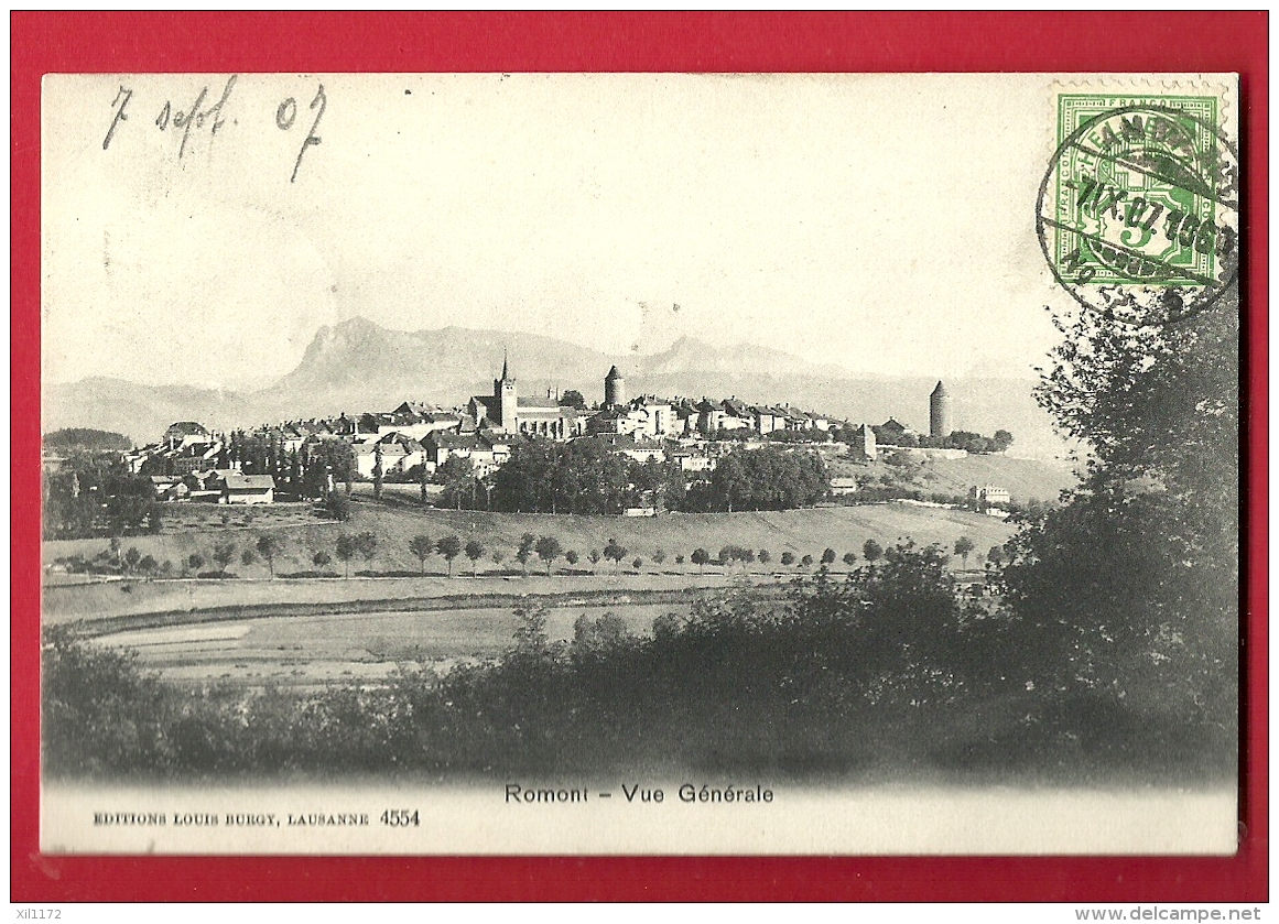 FJC-03  Romont Vue Générale. Cachet Frontal 1907 - Romont