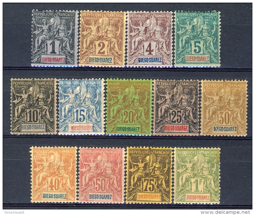 Diego Suarez 1893 Serie N. 38-50 Tipi Sage Con Leggenda Diego Suarez, MLH Catalogo 175 - Unused Stamps