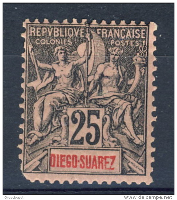 Diego Suarez 1893 N. 45 C. 25 Nero E Rosa Tipi Sage Con Leggenda Diego Suarez MH Catalogo € 12 - Nuevos