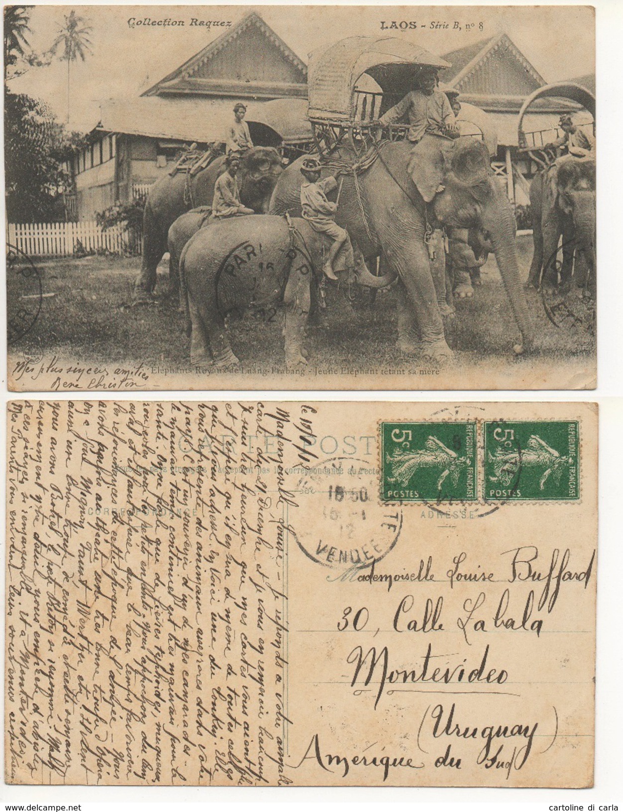 LAOS - ELèPHANTS ROYAUX DE LUANG-PRABANG Cartolina/postcard #112 - Laos