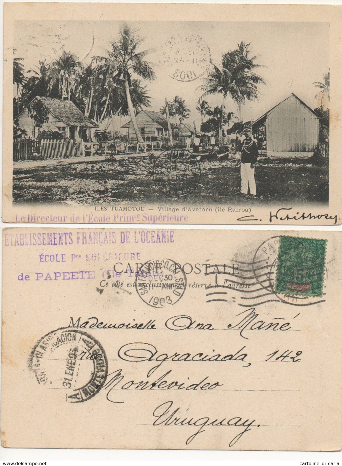 ILES TUAMOTOU - VILLAGE D'AVATORU ( ILE RAIROA ) Cartolina/postcard #14 - Altri & Non Classificati