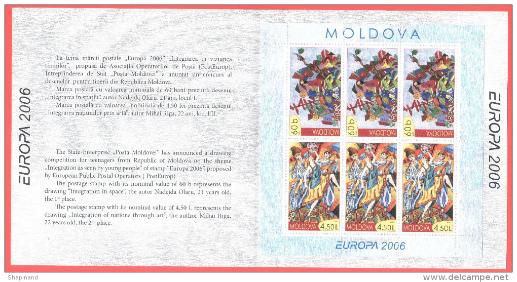 Moldova 2006 "Europa-CEPT 2006" "Integration As Seen By Young People" Booklet Quality:100% - 2006